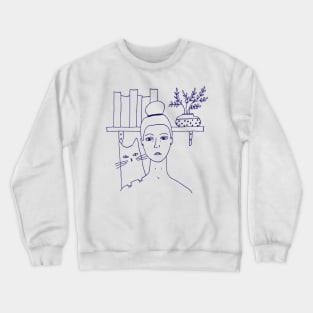 Cat, book and plants V Crewneck Sweatshirt